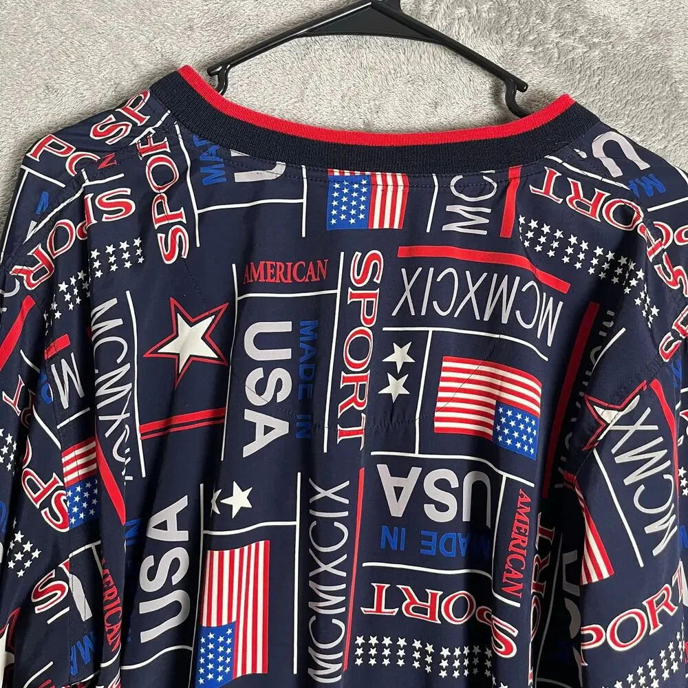 Vintage Tail Golf Pullover Patriotic USA Sport Print Retro Preppy‎ Size Medium